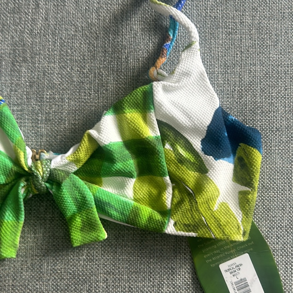 FARM Rio Green and Blue Checkered Bikini Top - Picture 3 of 8